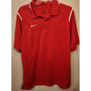 Men's Dri Fit Nike Performance Golf Polo Size Large Red Knit Short Sleeve Mens L